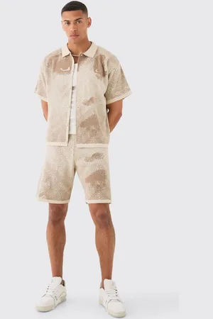 Boohoo Boxy Face Jacquard Knitted Shirt And Short Set - - M