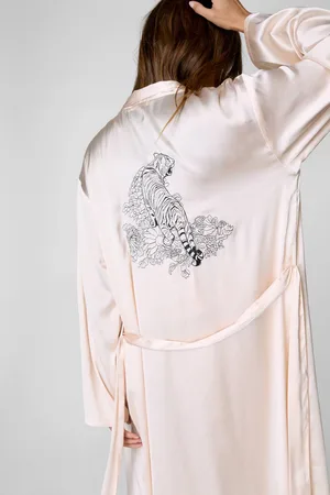 NASTY GAL Womens Tiger Embroidery 3pc Pajama Set - - M