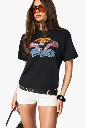 Boohoo Womens Aerosmith License Printed Oversized T-Shirt - - M