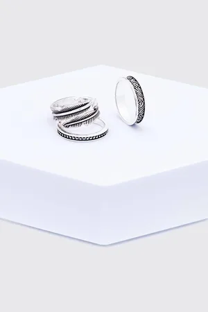 Boohoo 3 Pack Embossed Rings - - M/L