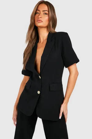 Boohoo Womens Linen Look Boxy Short Sleeved Blazer - - 6
