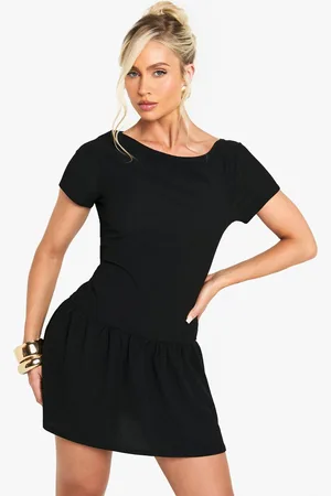 Boohoo Womens Textured Dropped Waist Mini Dress - - 16