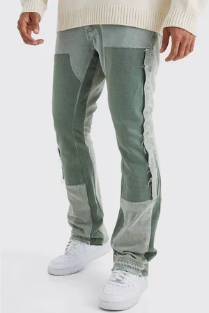 Boohoo Slim Flare Overdye Worker Panel Jeans - - 36R
