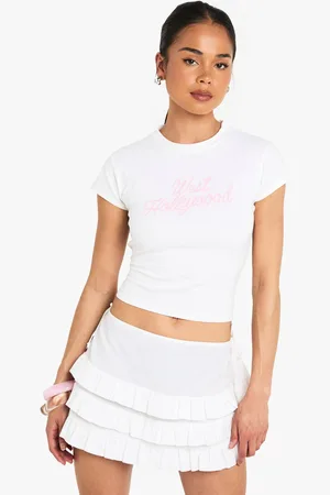 Boohoo Womens West Hollywood Rope Font Printed Baby T-shirt - - 16