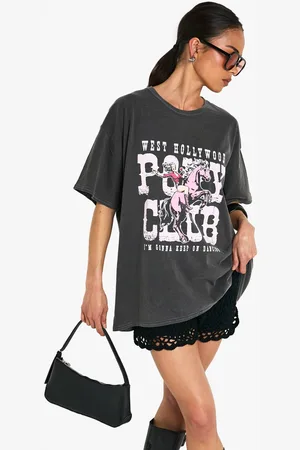 Boohoo Womens West Hollywood Pony Club Printed T-shirt - - M