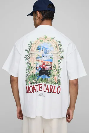 Boohoo Oversized Extended Neck Man Monte Carlo Printed T-Shirt - M