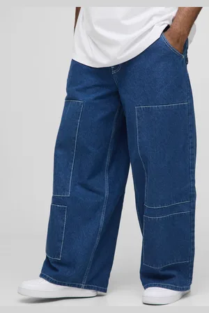 Boohoo Plus Baggy Carpenter Pocket Denim Jeans - - 46