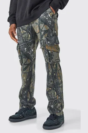 Boohoo Straight Leg Forrest Camo 3d Cargo Pocket Trouser - - 30