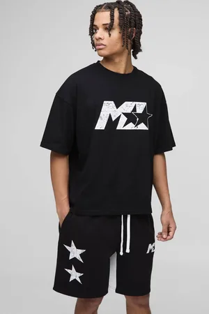 Boohoo Oversized Boxy M Star T-Shirt & Gusset Short Set - - M