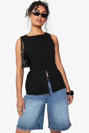 Boohoo Womens Bengaline button through longline waistcoat - - 16