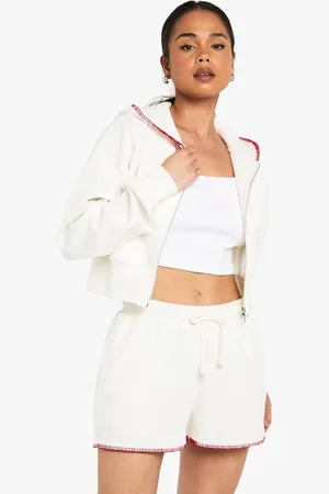 Boohoo Womens Contrast Stitch Zip Through Short Tracksuit - - M