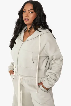 Boohoo Womens Plus Contrast Drawcord Boxy Crop Hoodie - - 20
