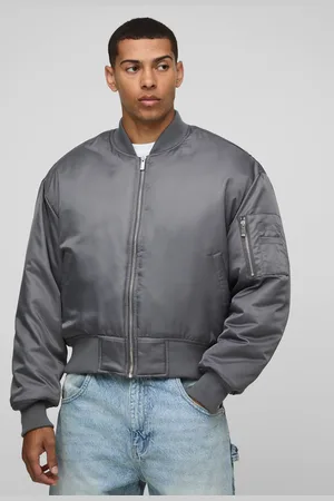 Boohoo Oversized Boxy Curved Hem Nylon Bomber Jacket - - M