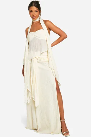 Boohoo Womens Crinkle Ruched Split Maxi Skirt - - 16