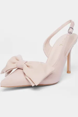 Quiz Womens Nude Faux Leather Bow Court Heels - - 3