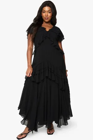 Boohoo Womens PLUS dobby chiffon frill detail maxi dress - - 20