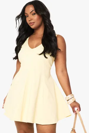 Boohoo Womens Plus Panelled Structured Skater Dress - - 24