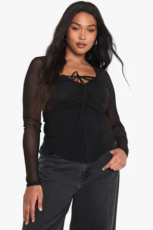 Boohoo Womens Plus Bengaline Mesh Sleeve Corset Top - - 24