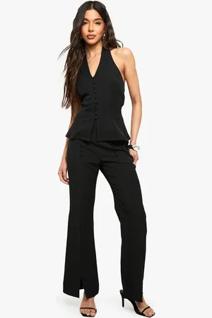Boohoo Womens Button Detail Slim Flare Trouser - - 8