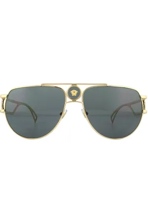 VERSACE Aviator Gold Grey Sunglasses - - One Size