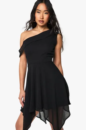 Boohoo Womens Asymmetric Chiffon Tie Detail Hanky Hem Mini Dress - - 8