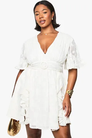 Boohoo Womens Plus Burnout Floral Angel Sleeve Skater Dress - - 20
