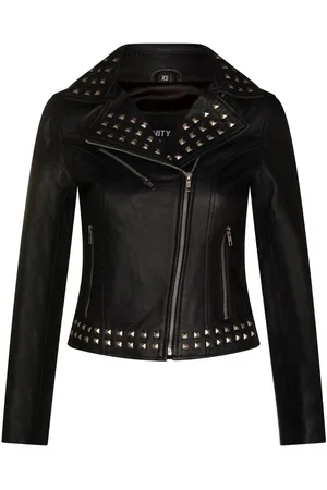 Infinity Womens Gothic Biker Leather Jacket with Studs-Bilbao - - 22