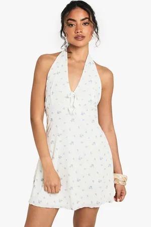 Boohoo Womens Ditsy Floral Lace Halter Mini Dress - - 14