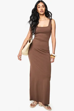 Boohoo Womens Cotton Scoop Neck Column Maxi Dress - - 16