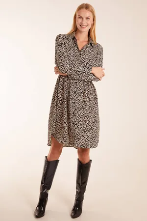 Blue Vanilla Womens Leopard Shirt Dress - - S
