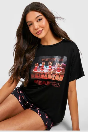 Boohoo Womens Mean Girls Christmas Graphic Pyjama T-shirt & Short Set - - 8
