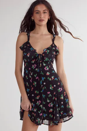 NASTY GAL Womens Fruit Ruffle Tie Front Mini Dress - - 8