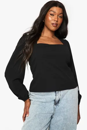 Boohoo Womens Plus Square Neck Long Sleeve Corset Top - - 18
