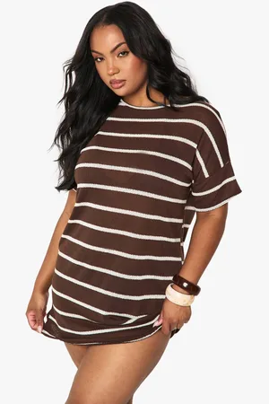 Boohoo Womens Plus stripe oversized t-shirt dress - - 22