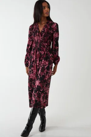 Blue Vanilla Womens Shirred Bust Wrap Midi Dress - 8