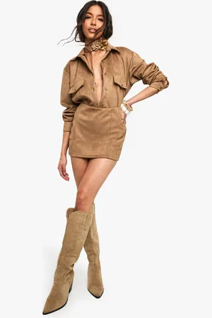 Boohoo Womens Suede Look Mini Skirt - - 12
