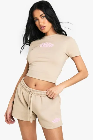 Boohoo Womens Rodeo Tour Puff Print Sweatshort - - L