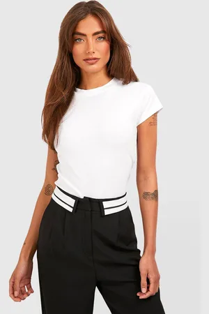 Boohoo Womens Basic Cotton Cap Sleeve Fitted T-Shirt - - 16