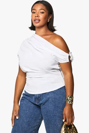 Boohoo Womens PLUS LINEN LOOK TRIM DETAIL SLOUCHY TOP - - 20