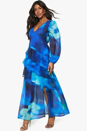 Boohoo Womens Floral Dobby Frill Detail Maxi Dress - - 10