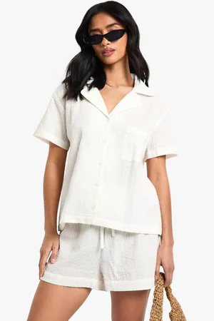 Boohoo Womens Petite Seersucker Stripe Trouser Co Ord - - 14