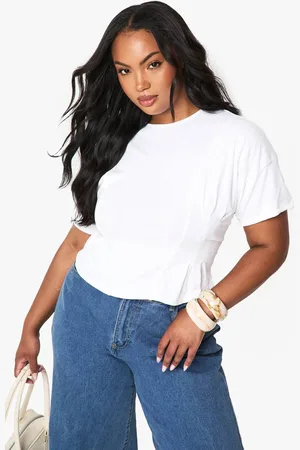 Boohoo Womens Plus Seam Detail Peplum Hem T-Shirt - - 22