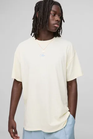 Boohoo Ecru Oversized Embroidered MAN T-Shirt - - M