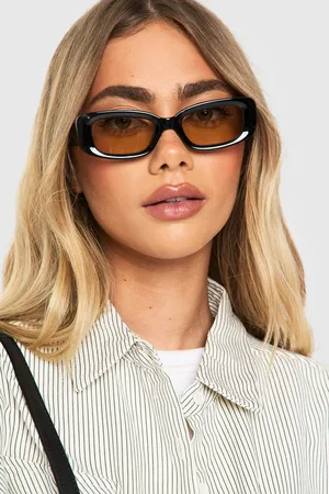 Boohoo Womens Thin Rectangle Sunglasses - - One Size