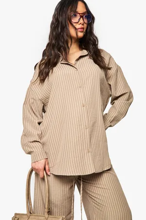 Boohoo Womens MATERNITY CRINKLE STRIPE STRIPE SHIRT - - 12