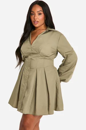 Boohoo Womens Plus Corset Detail Shirt Dress - - 16