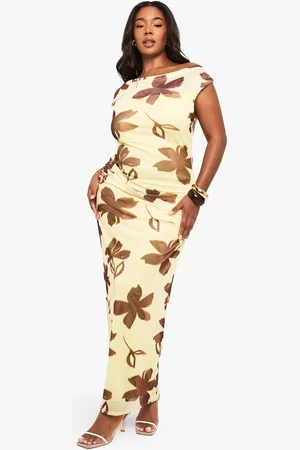 Boohoo Womens Plus floral rouched mesh maxi dress - - 20