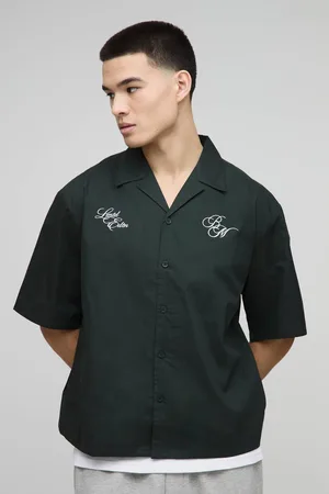 Boohoo Oversized BM Peached Cotton Revere Shirt - - XL