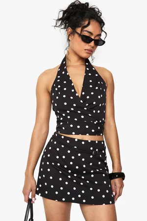 Boohoo Womens Woven Polka Dot Mini Skirt - - 12