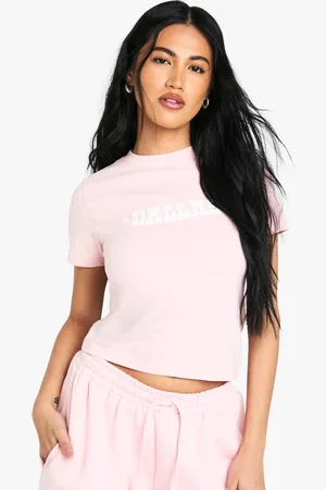 Boohoo Womens Dallas Slogan Puff Print Baby T-Shirt - - M